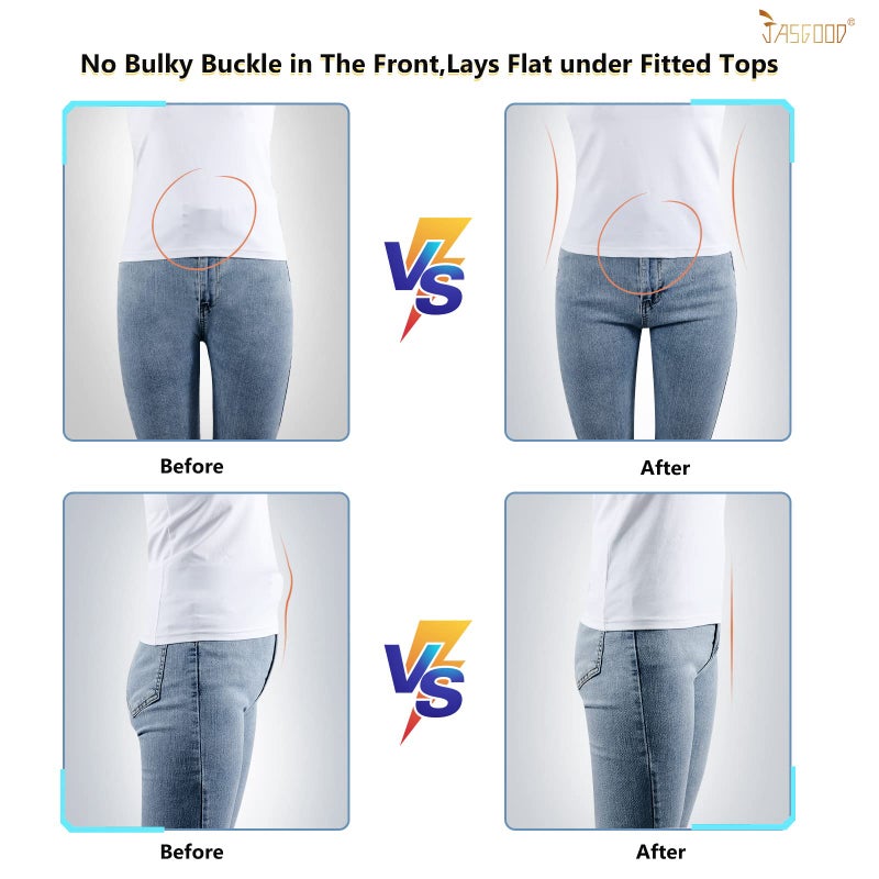 JASGOOD No Show Women Stretch Belt Invisible Elastic Web Strap Belt with Flat Buckle for Jeans Pants Dresses - Image 2